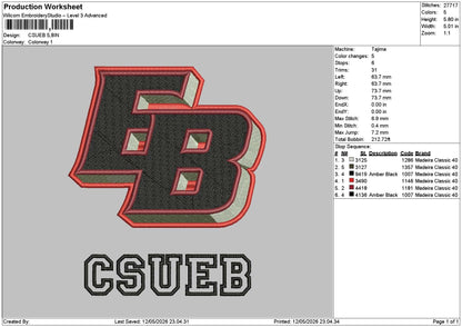 Csuebtext Embroidery File 6 sizes