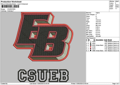 Csuebtext Embroidery File 6 sizes