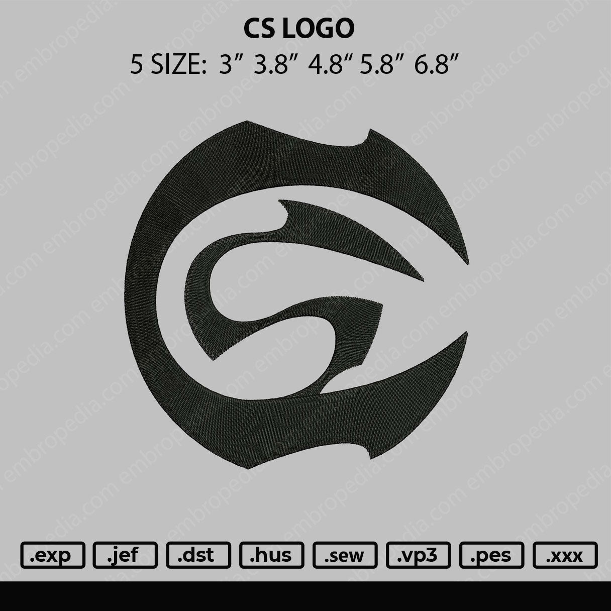 CS Logo Embroidery File 5 size