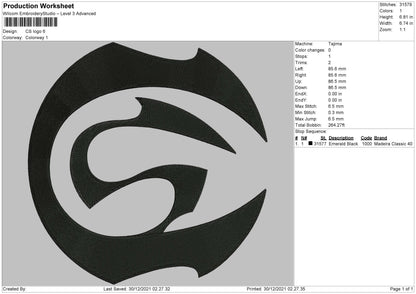 CS Logo Embroidery File 5 size