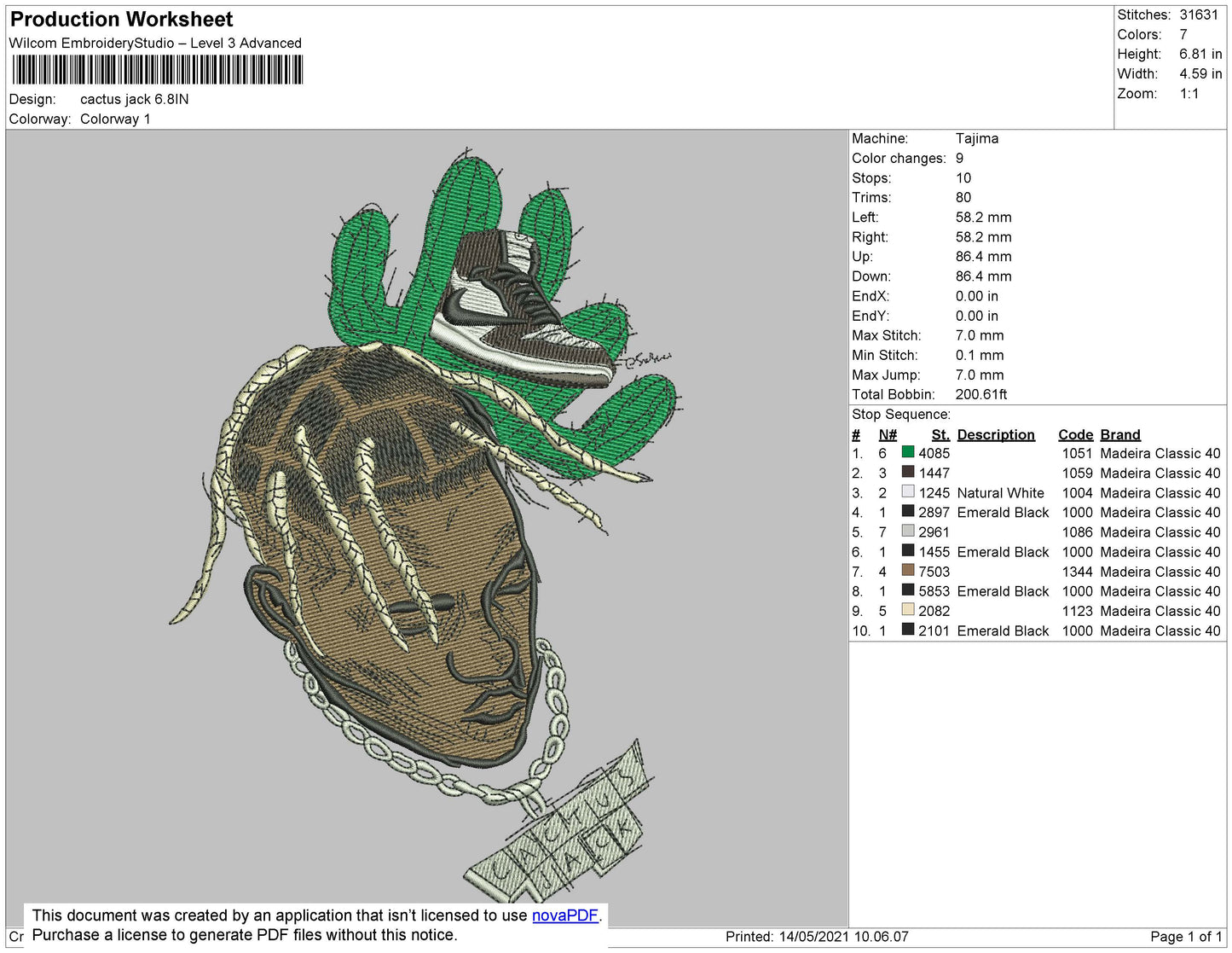 1 Cactus Jack Embroidery File 4 size