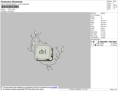 CTRL Embroidery File 4 size
