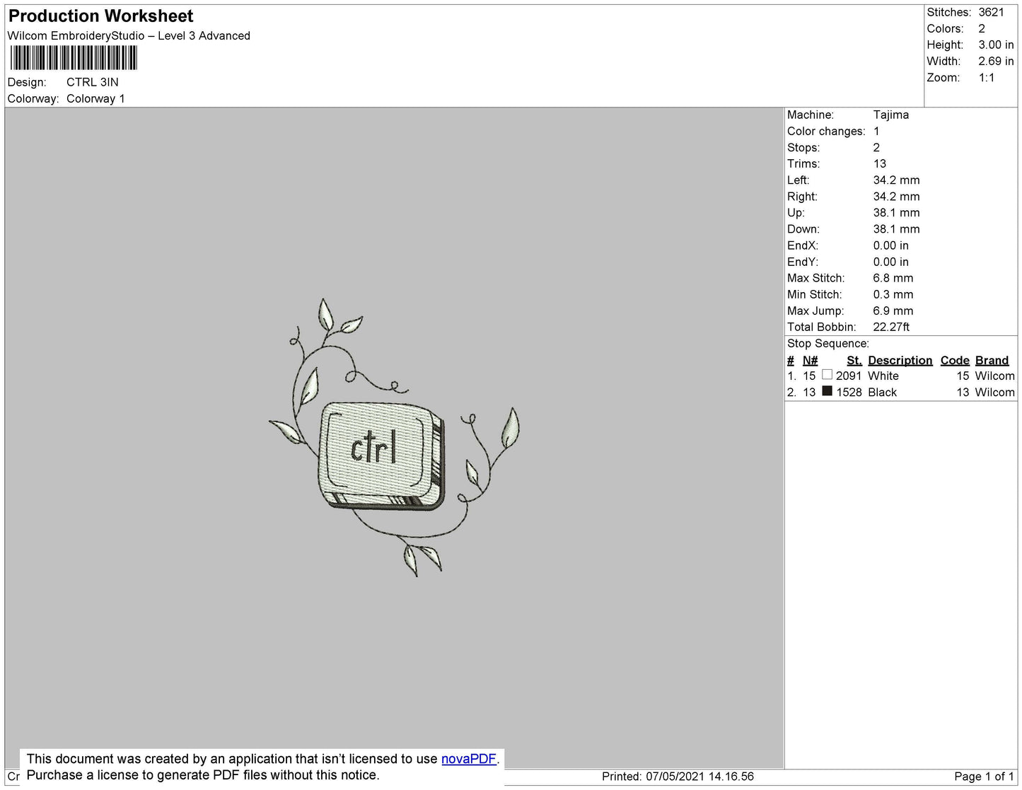 CTRL Embroidery File 4 size