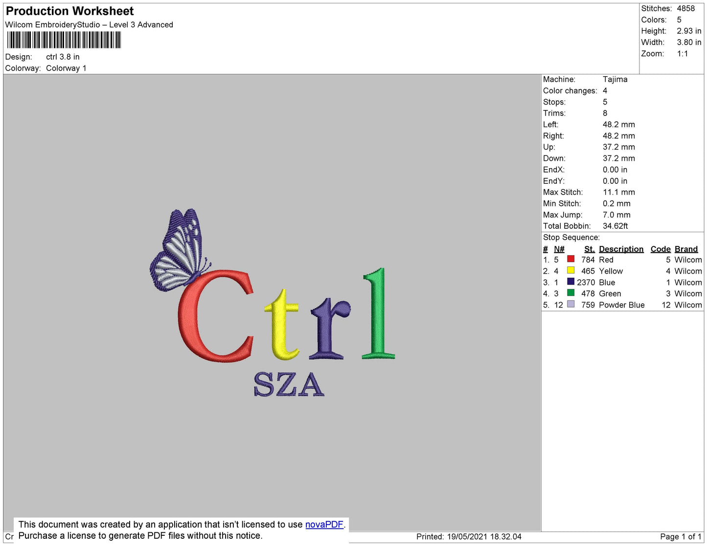 CTRL SZA Embroidery File 4 size