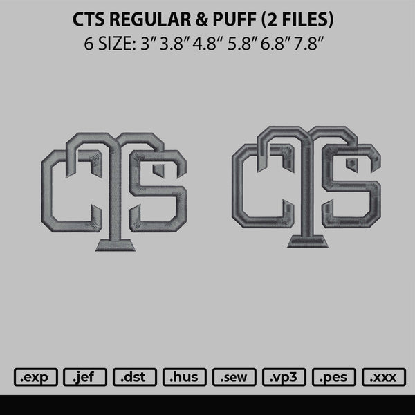 Cts Puff & Regular Embroidery File 6 sizes