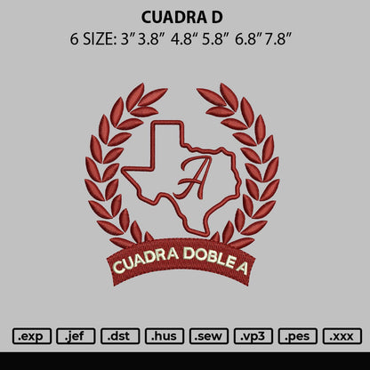 Cuadra D Embroidery File 6 sizes