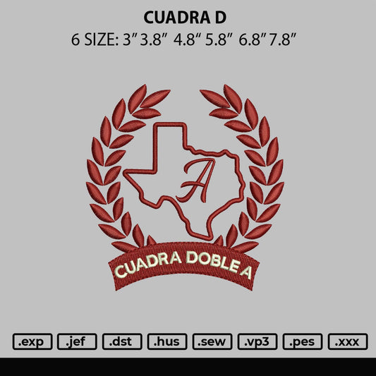 Cuadra D Embroidery File 6 sizes