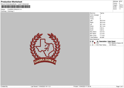 Cuadra D Embroidery File 6 sizes