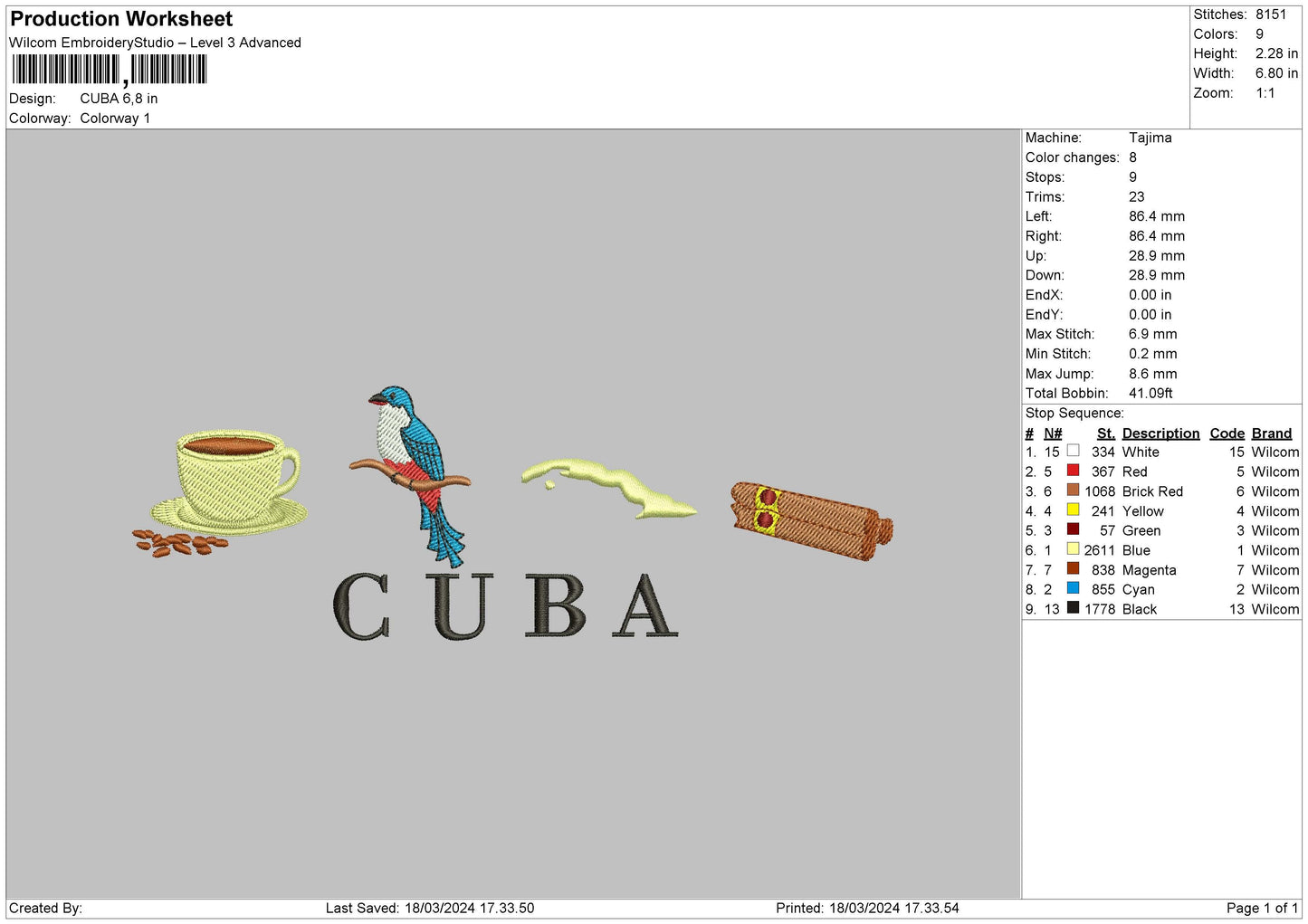 Cubatext Embroidery File 6 sizes