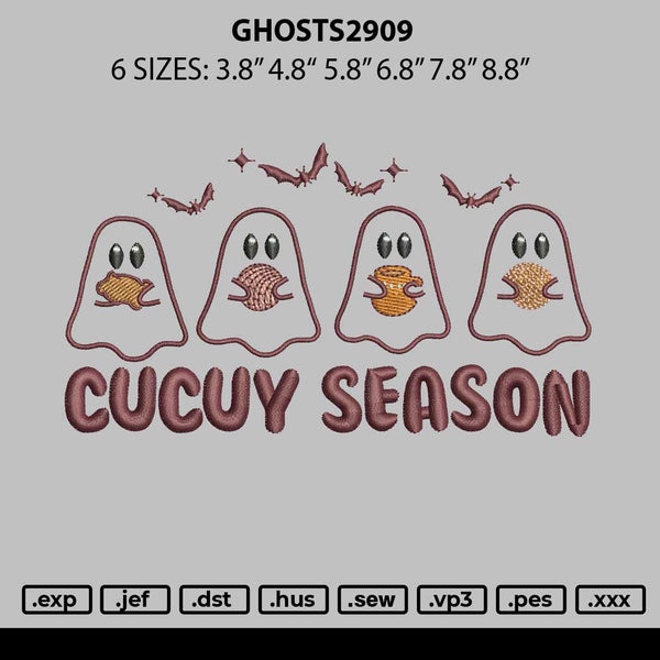 Ghosts2909 Embroidery File 6 sizes