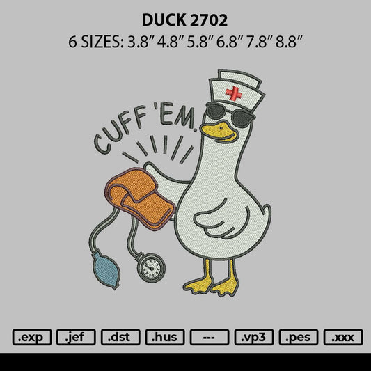 Duck 2702 Embroidery File 6 sizes