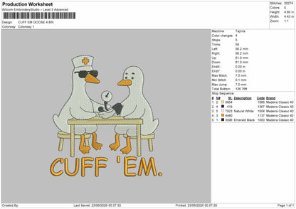 Ducks Cuff Embroidery Machine Design File 6 sizes