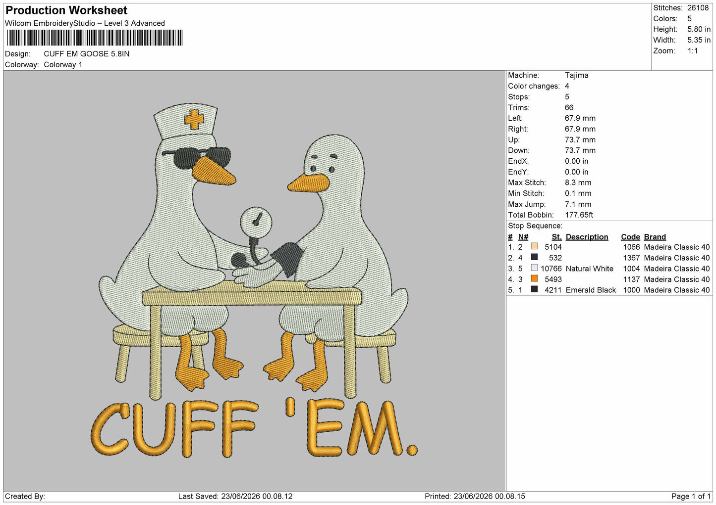 Ducks Cuff Embroidery Machine Design File 6 sizes