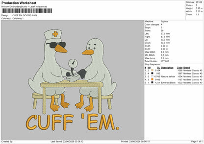 Ducks Cuff Embroidery Machine Design File 6 sizes
