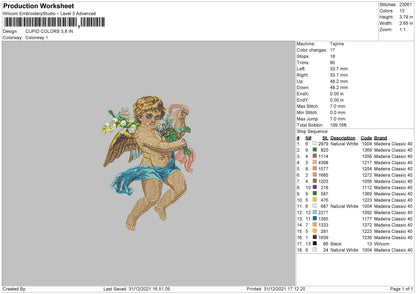 Cupid Colors Embroidery File 4 size