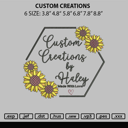 Custom Creatons Embroidery File 6 sizes