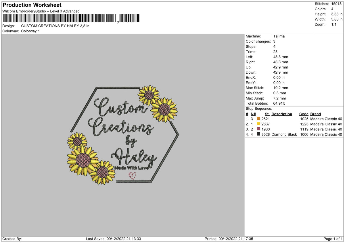 Custom Creatons Embroidery File 6 sizes