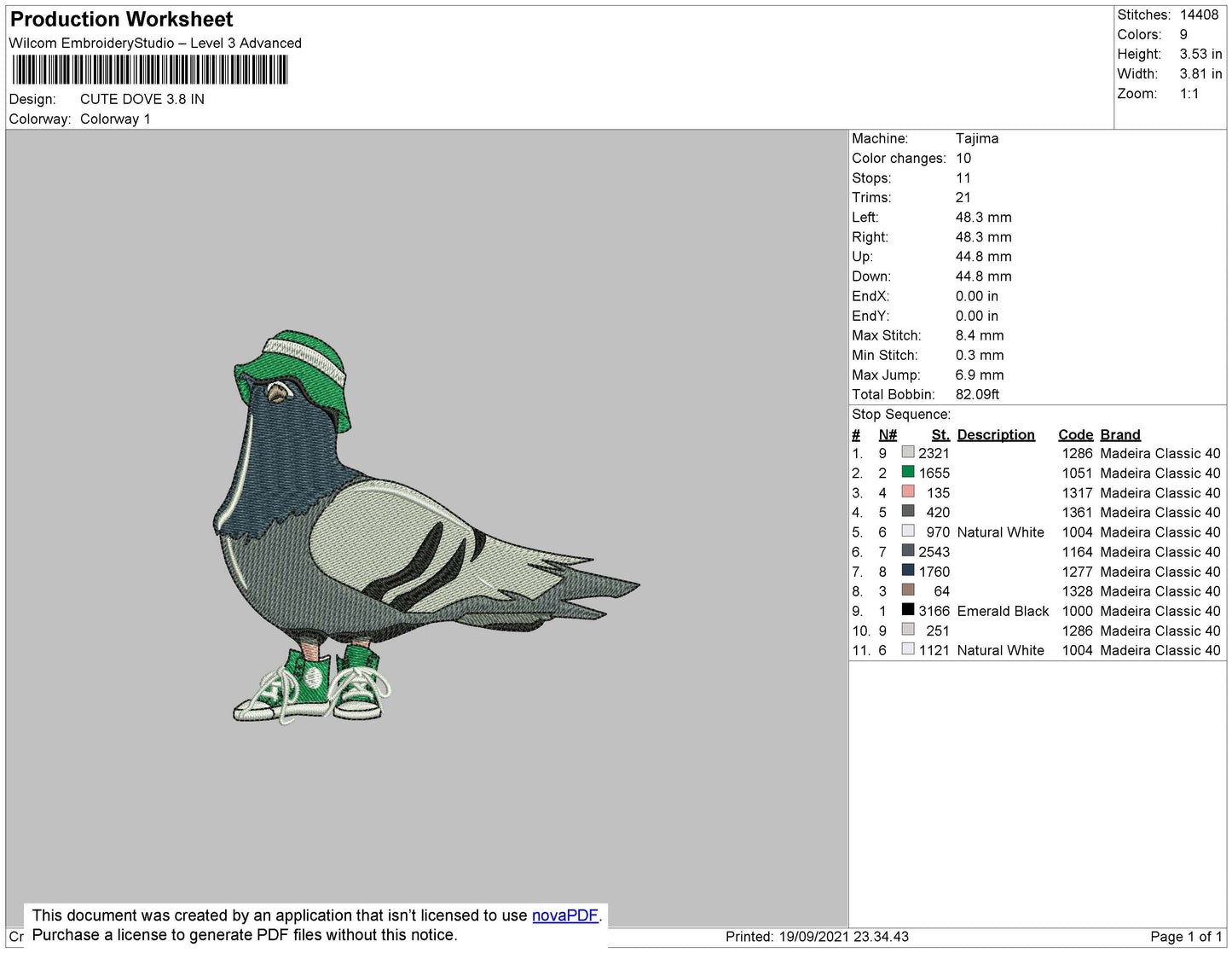 Cute Dove Embroidery File 4 size