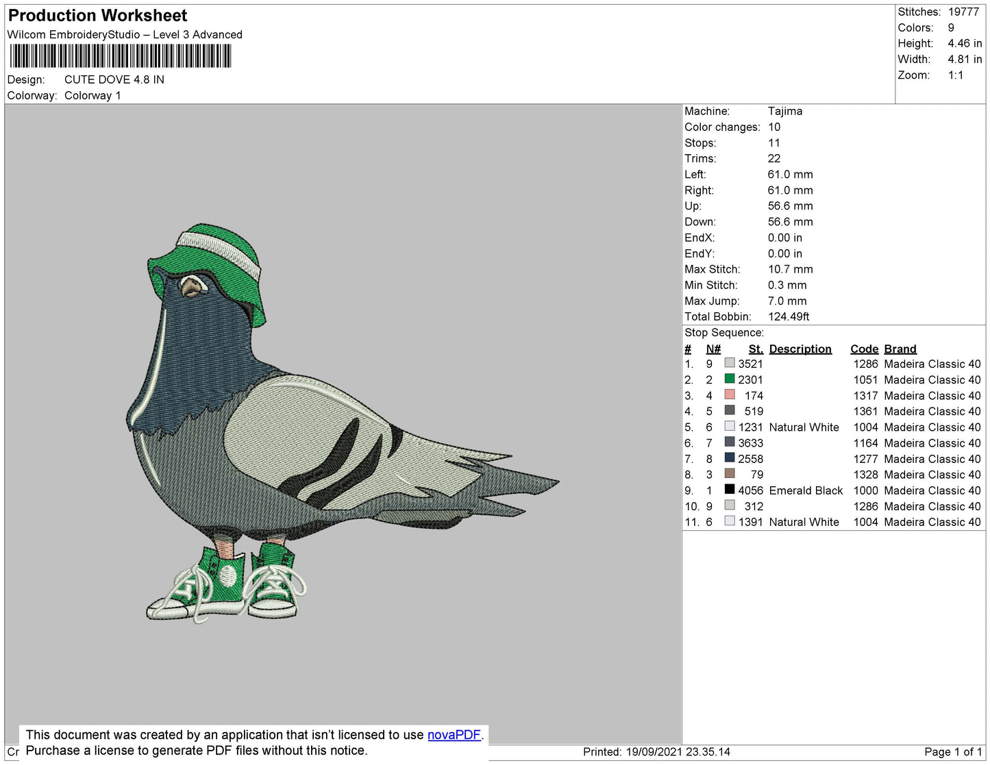 Cute Dove Embroidery File 4 size