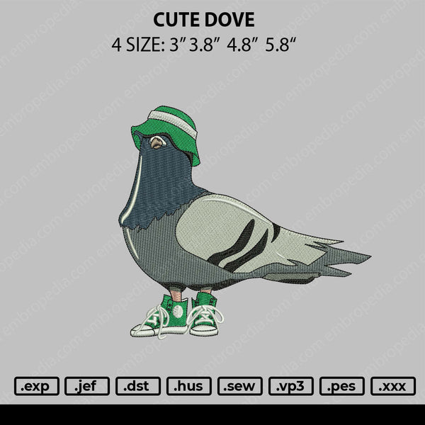 Cute Dove Embroidery File 4 size