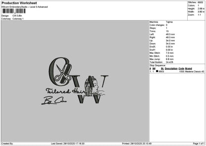 Hairtext Cw Embroidery File 6 sizes