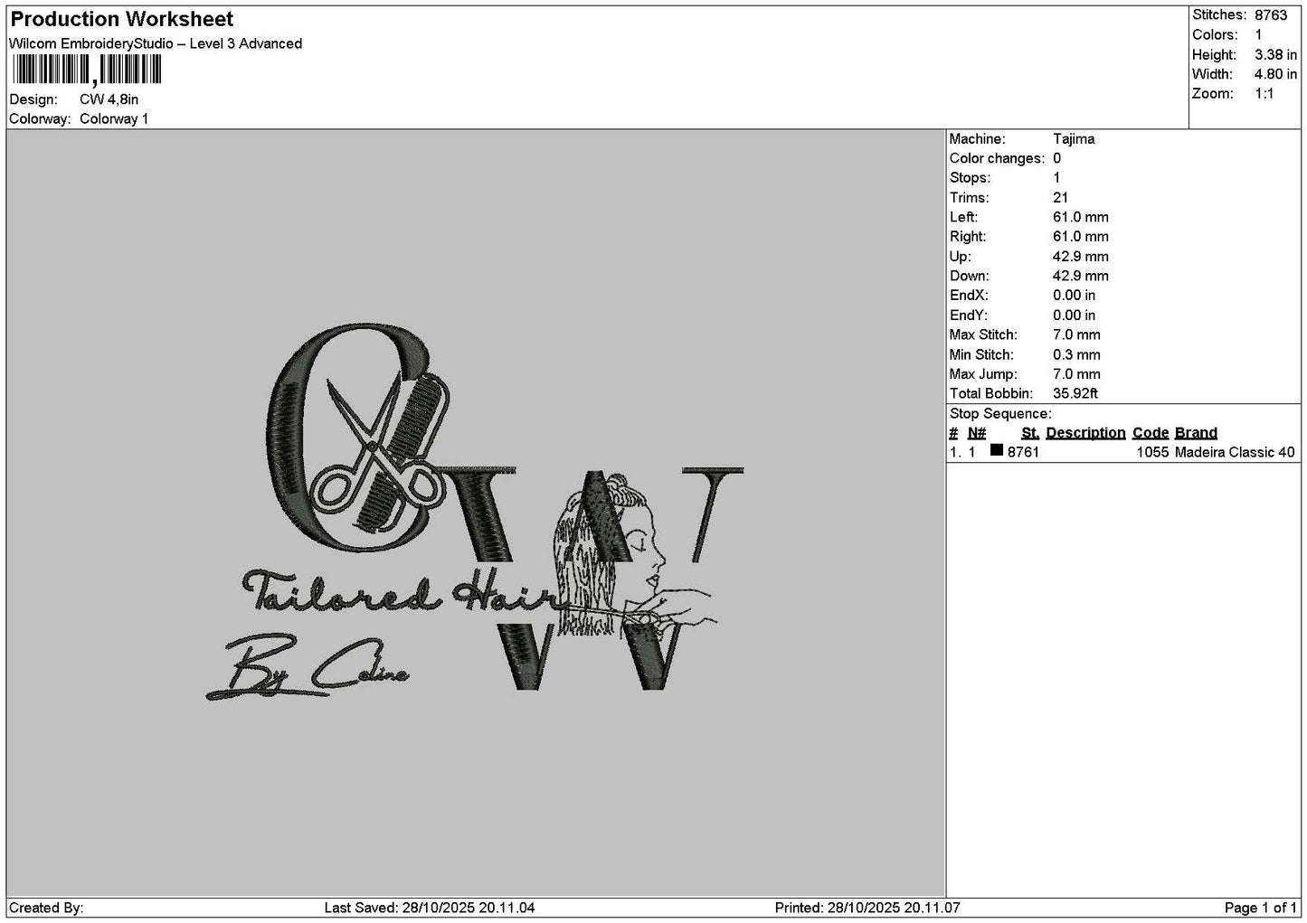 Hairtext Cw Embroidery File 6 sizes