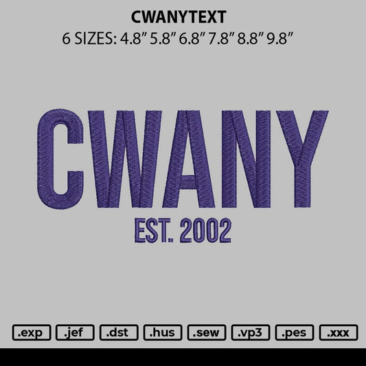 Cwanytext Embroiery File 6 sizes