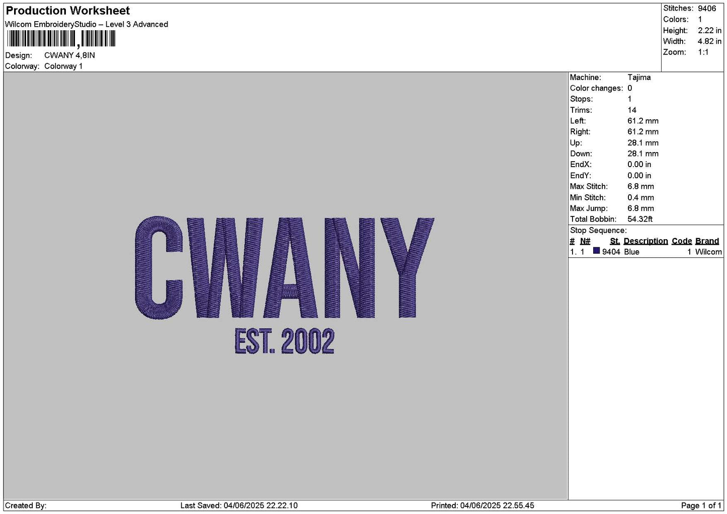 Cwanytext Embroiery File 6 sizes