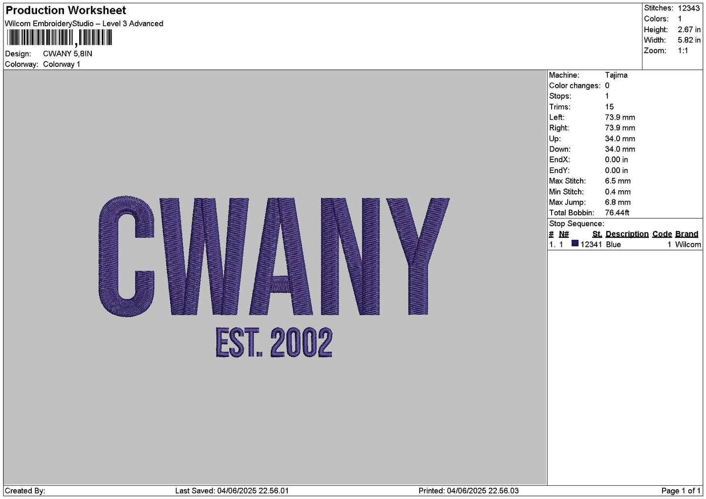Cwanytext Embroiery File 6 sizes