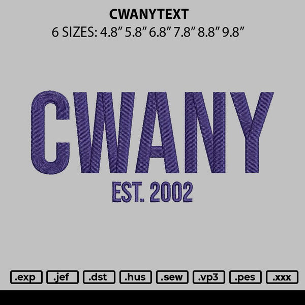 Cwanytext Embroiery File 6 sizes