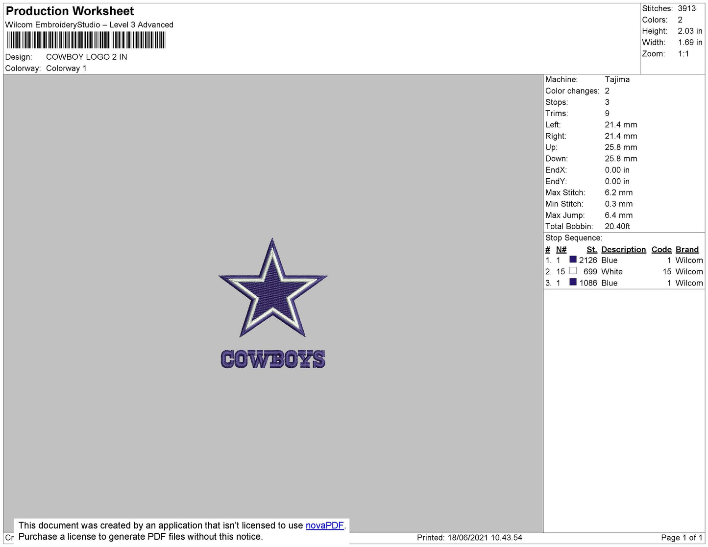 Cowboy Logo Embroidery File 4 size