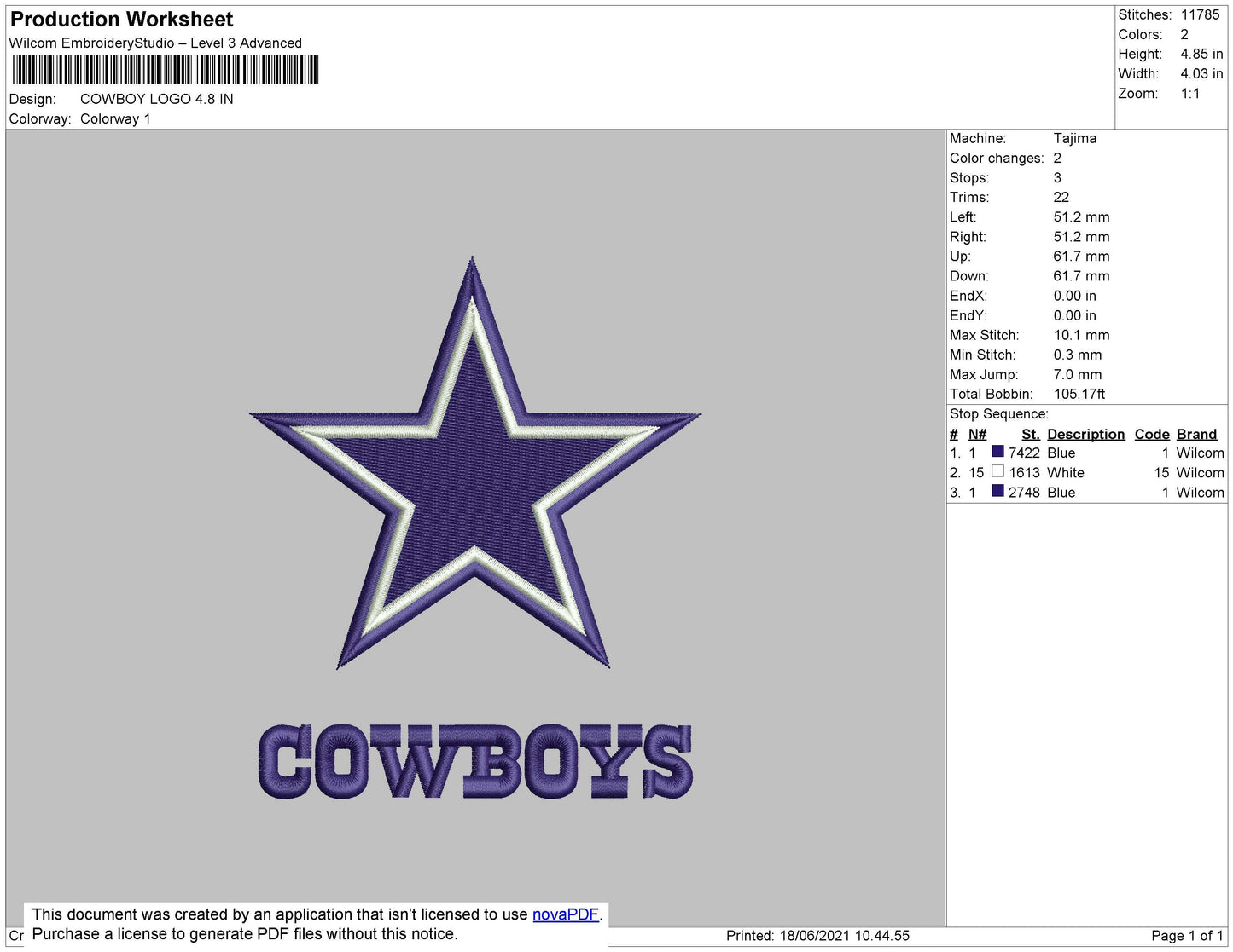 Cowboy Logo Embroidery File 4 size