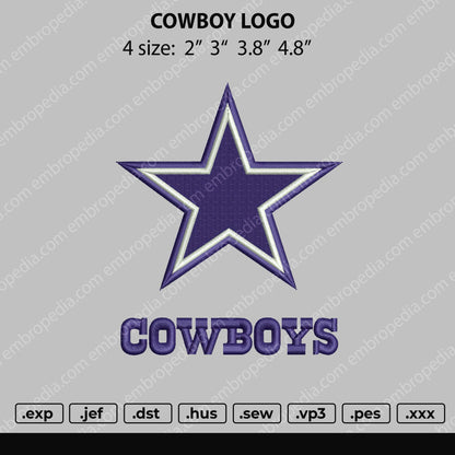 Cowboy Logo Embroidery File 4 size