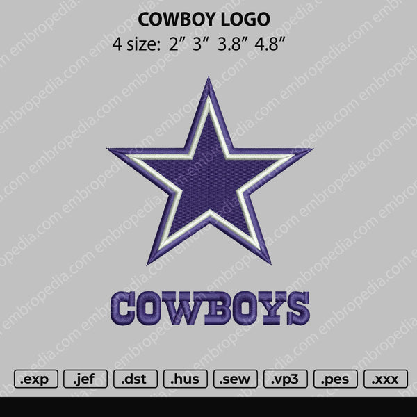 Cowboy Logo Embroidery File 4 size
