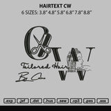 Hairtext Cw Embroidery File 6 sizes
