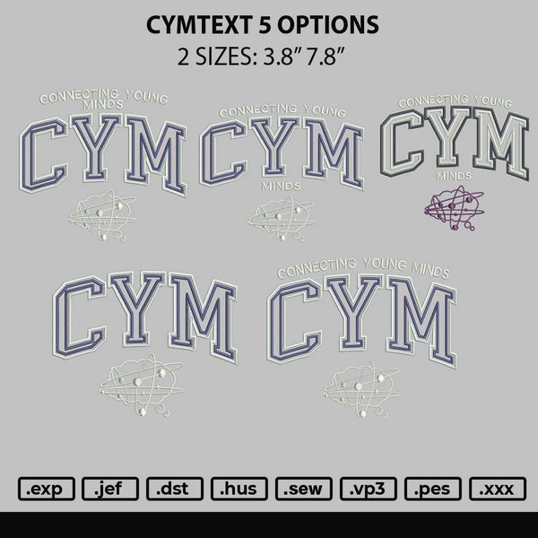 Cymtext4 Options Embroidery File 2 sizes