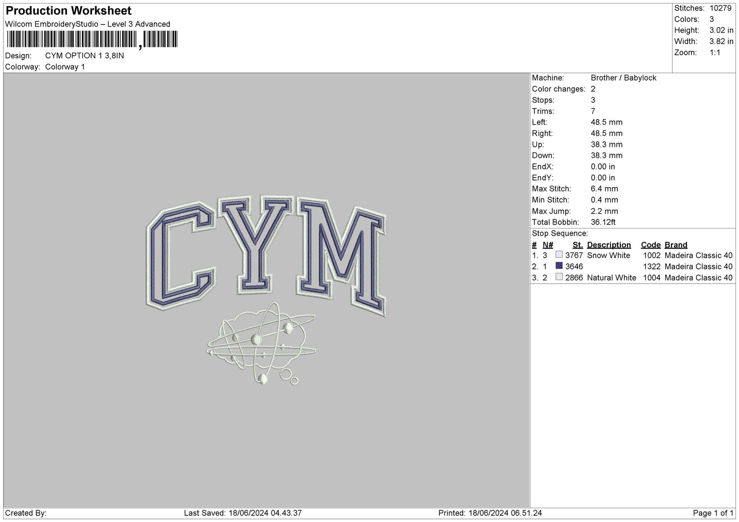 Cymtext4 Options Embroidery File 2 sizes