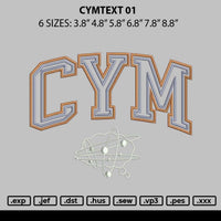 Cymtext 01 Embroidery File 6 sizes