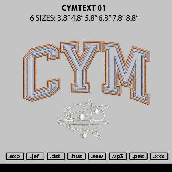 Cymtext 01 Embroidery File 6 sizes