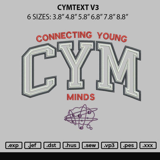 Cymtext V3 Embroidery File 6 sizes