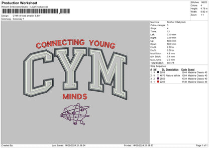 Cymtext V3 Embroidery File 6 sizes