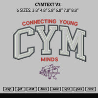 Cymtext V3 Embroidery File 6 sizes