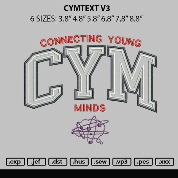 Cymtext V3 Embroidery File 6 sizes