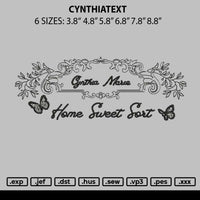 Cynthiatext Emboidery File 6 sizes