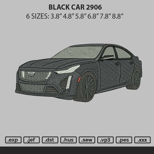 Black Car 2906 Embroidery File 6 sizes