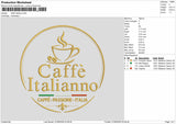 Caffee Text 0106 Embroidery Machine Design File 6 sizes