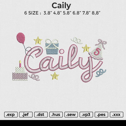 Caily Embroidery design File 6 sizes