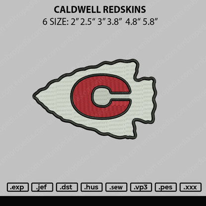 Caldwell Redskins Embroidery Machine Design File 6 size
