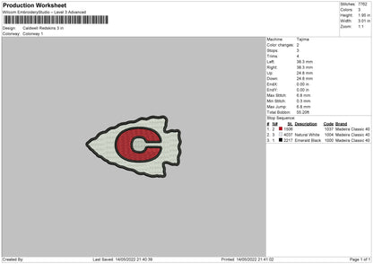 Caldwell Redskins Embroidery Machine Design File 6 size