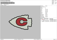 Caldwell Redskins Embroidery File 6 size